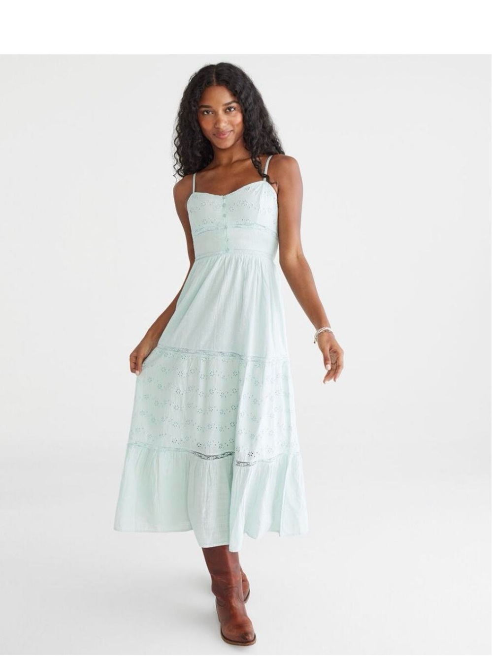 Aeropostale Light Mint Eyelet Maxi Dress